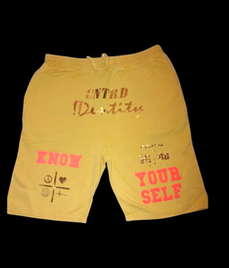 "KNOW YOURSELF" Tan Vintage Wash Shorts