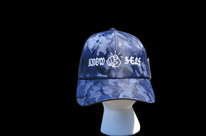 Blue Satin "Know Self" Camo Hat