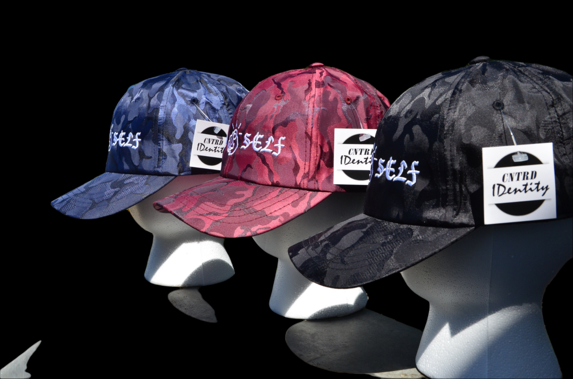 Black Satin "Know Self" Camo Hat